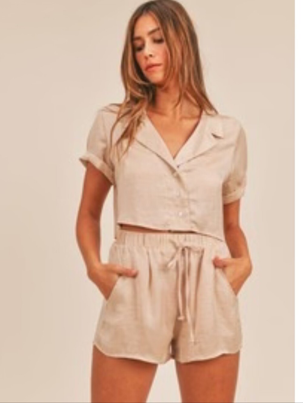 Mable Satin Sleep Set Pjs Light Beige
